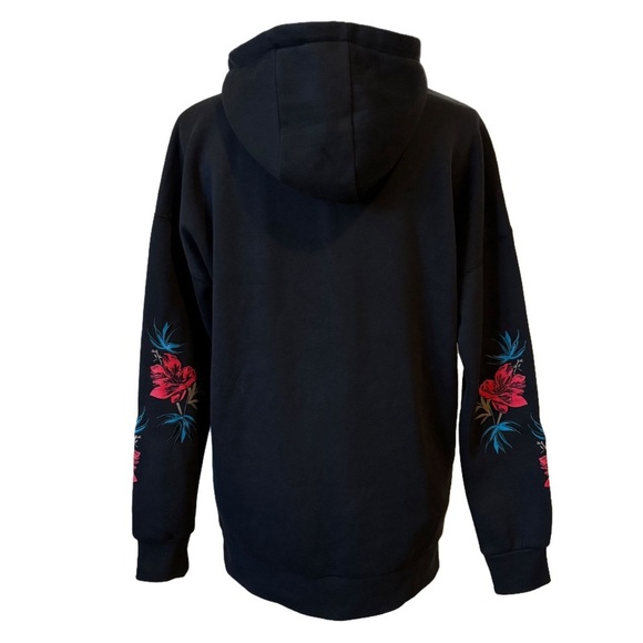 Volcom Black Burned Down Embroidered Flower Hoodie Women’s XS - Picture 5 of 12